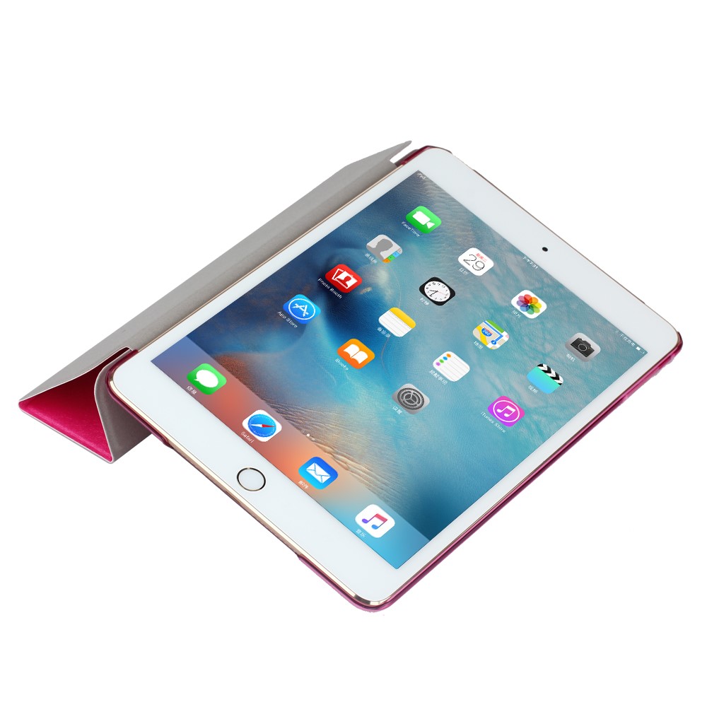 Silk Texture Tri-fold Stand Housse en cuir pour ordinateur portable pour iPad 9.7 pouces (2017) - Rose-8