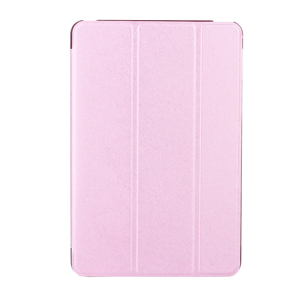 Silk Texture Tri-fold Stand Housse de protection en cuir réveillée pour iPad 9.7 pouces (2017) - Rose-1