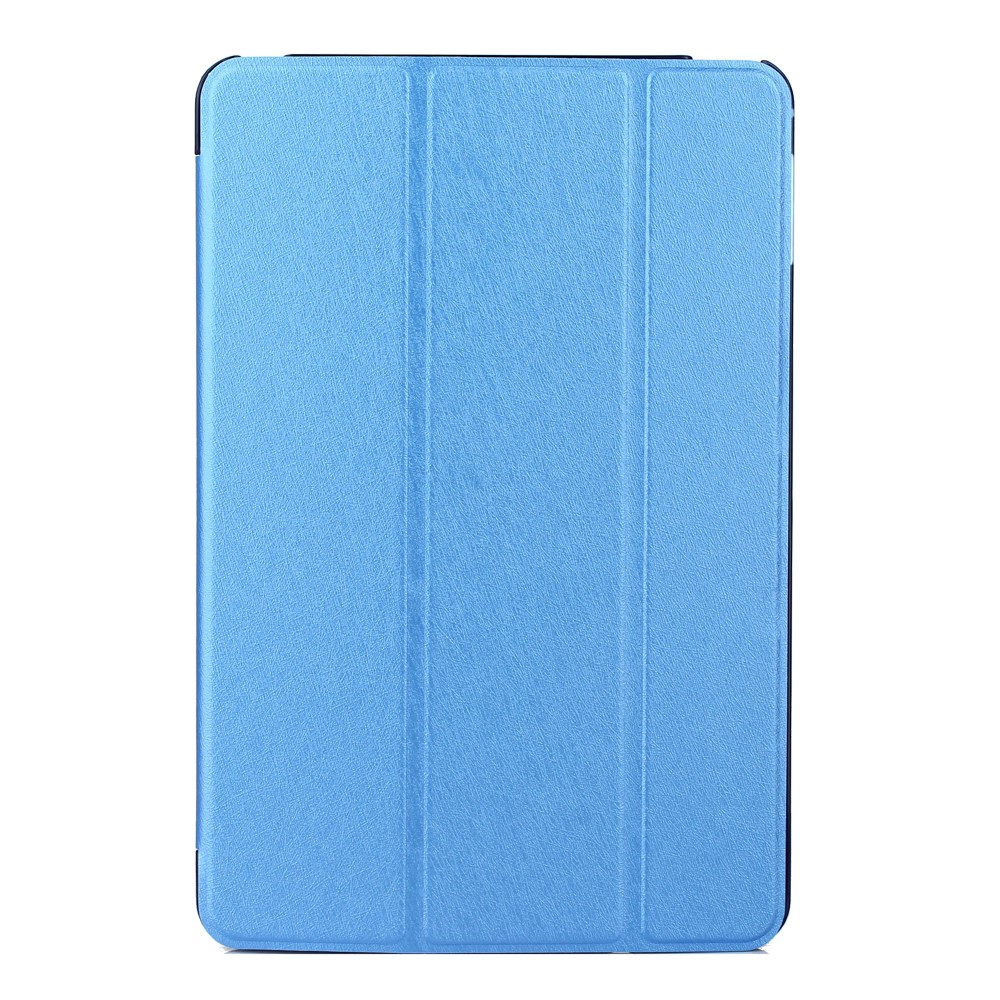 Textura de Silk Tri-fold Smart Couro Capa Stand Para Ipad 9.7 (2018) / 9.7 (2017) - Azul Escuro