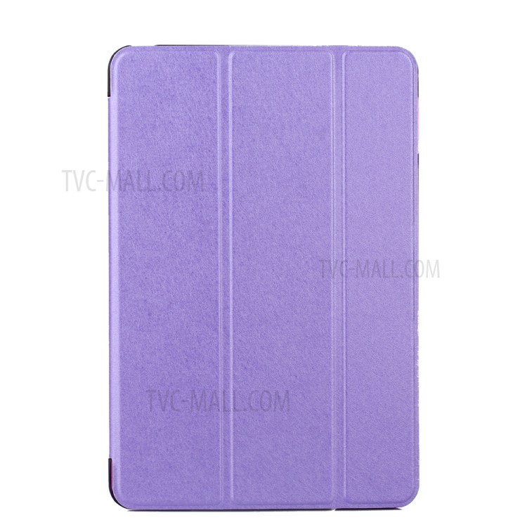 Silk Texture Tri-fold PU Leather Smart Shell Case for iPad 9.7-inch (2017) - Purple-1