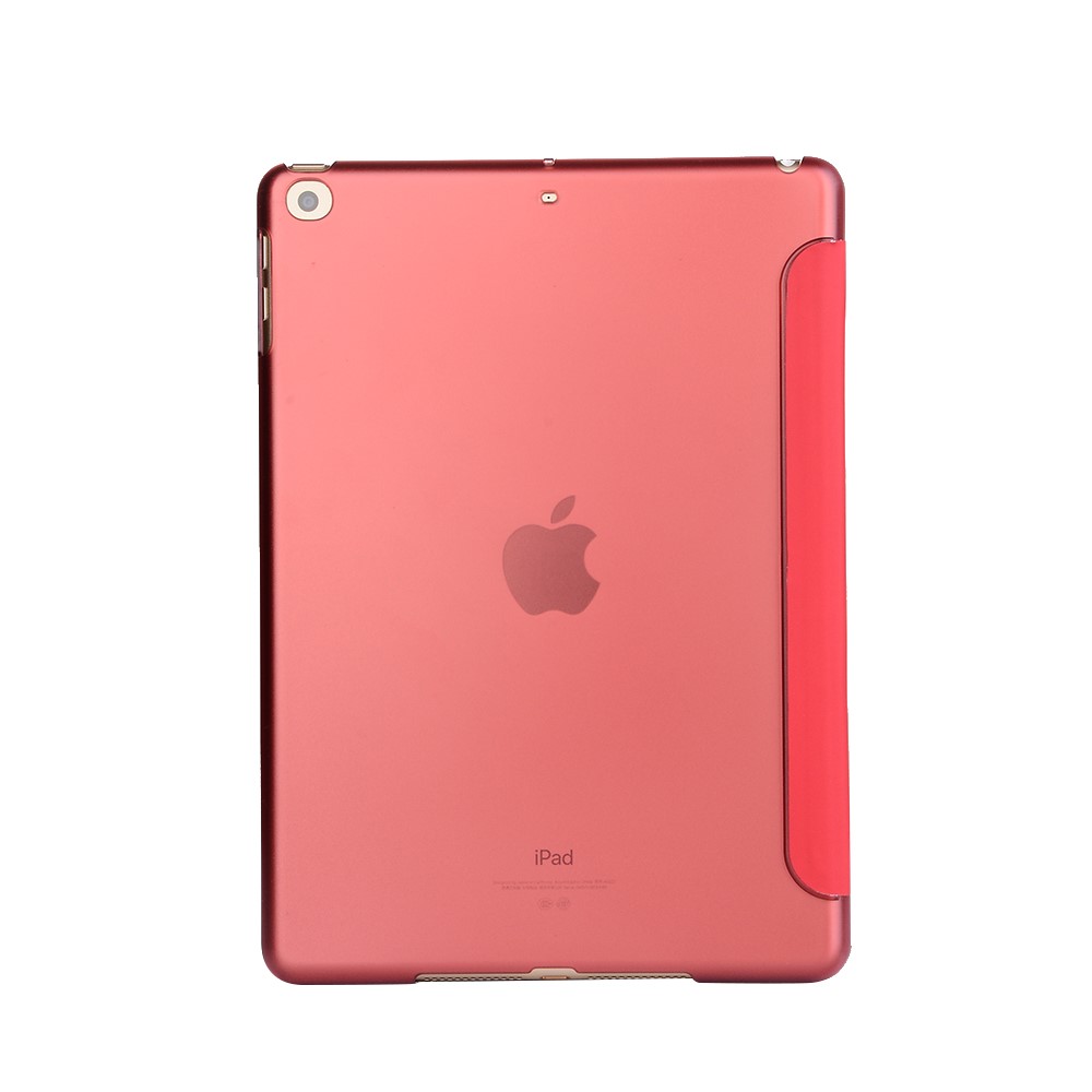 Smooth Surface Tri-fold Stand Smart Awakening Leather Cover for iPad 9.7 (2018) / 9.7 (2017) - Red-2