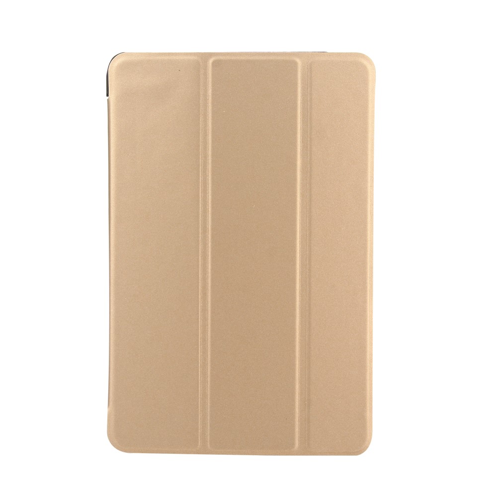 Superficie lisa Tri-fold Funda de cuero elegante para iPad 9.7-pulgada(2017) - Oro-1