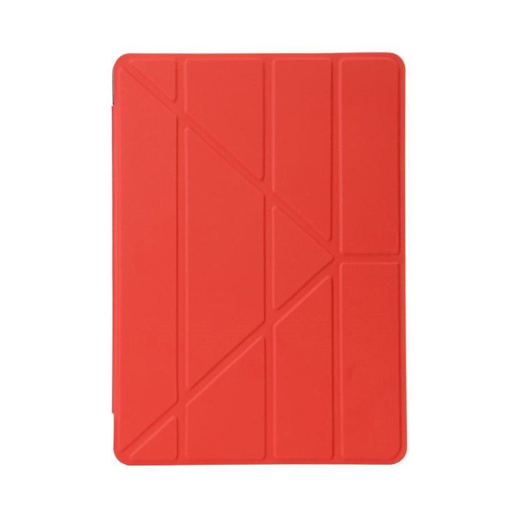 For iPad 9.7 (2018) / 9.7 (2017) Smooth Surface Y Shape Origami Stand Smart Leather Case - Red-1