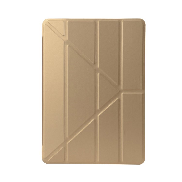Smooth Surface Y Shape Origami Stand Leather Smart Sleep Case for iPad 9.7 (2018) / 9.7 (2017) - Gold-1