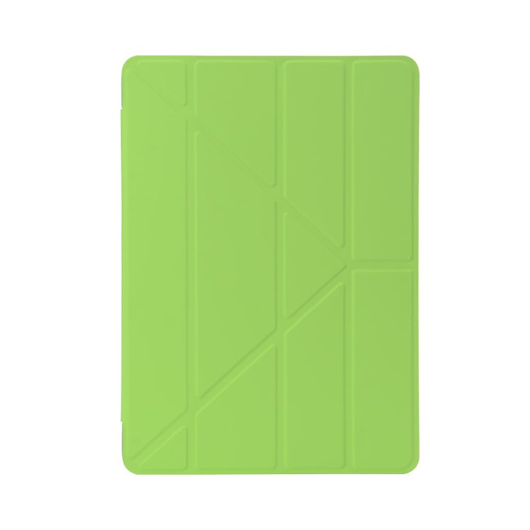 Smooth Surface Leather Smart Case with Y Shape Origami Stand for iPad 9.7 (2018) / 9.7 (2017) - Green-1