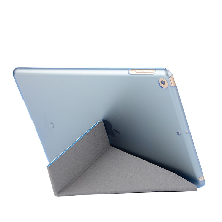 Smooth Surface Smart Leather Cover with Y Shape Origami Stand for iPad 9.7 (2018) / 9.7 (2017) - Blue-3