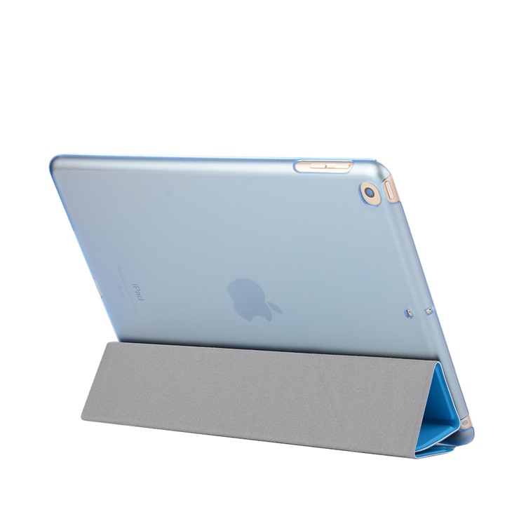 Smooth Surface Smart Leather Cover with Y Shape Origami Stand for iPad 9.7 (2018) / 9.7 (2017) - Blue-4