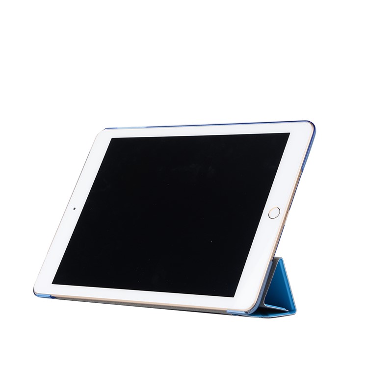 Smooth Surface Smart Leather Cover with Y Shape Origami Stand for iPad 9.7 (2018) / 9.7 (2017) - Blue-5