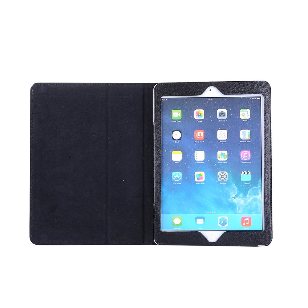 For iPad 9.7-inch (2017) Flip Stand Smart Leather Tablet Case Litchi Texture - Black-3