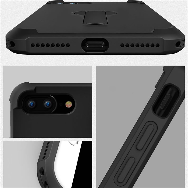 BOW Anti-fingerprint Matte Soft TPU Case with ABS Kickstand for iPhone 7 - Black-10