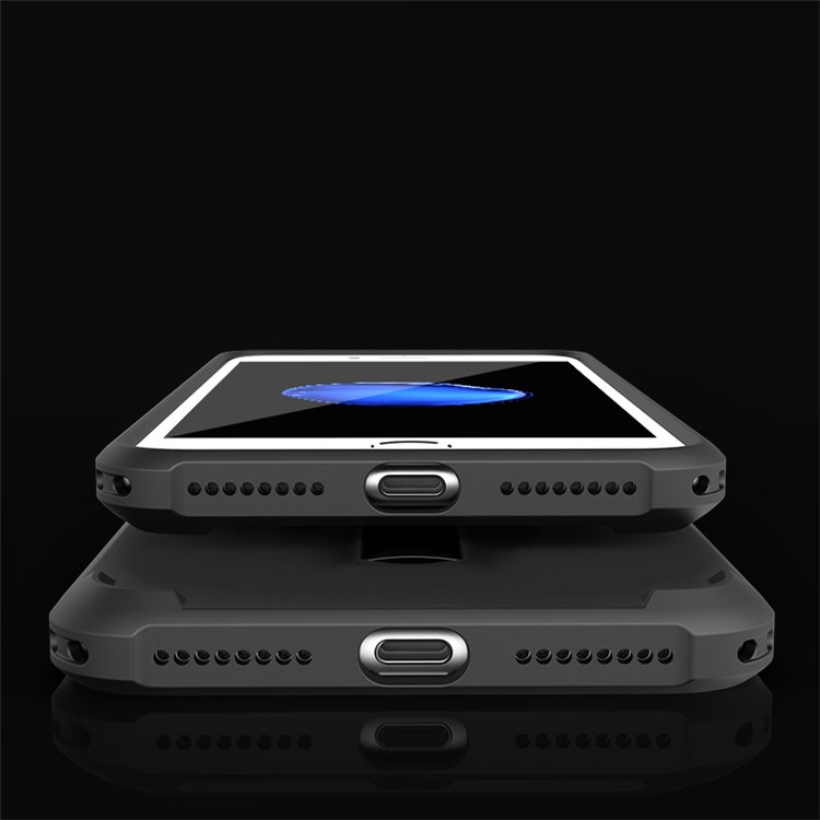 BOW Anti-fingerprint Matte Soft TPU Case with ABS Kickstand for iPhone 7 - Black-11