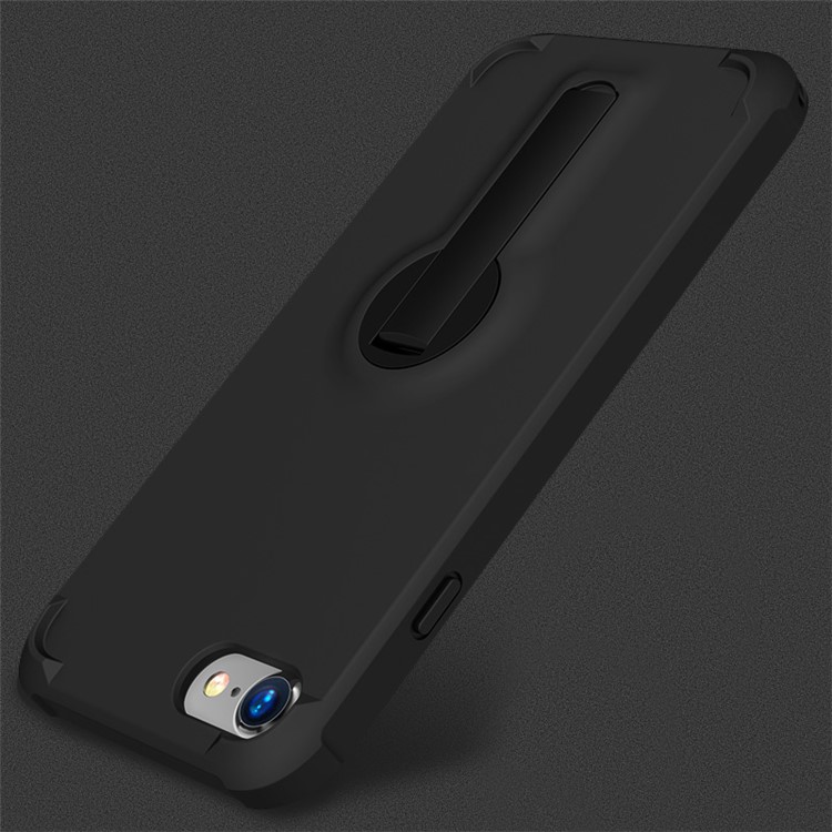 BOW Anti-fingerprint Matte Soft TPU Case with ABS Kickstand for iPhone 7 - Black-2