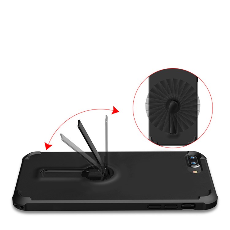 BOW Anti-fingerprint Matte Soft TPU Case with ABS Kickstand for iPhone 7 - Black-4