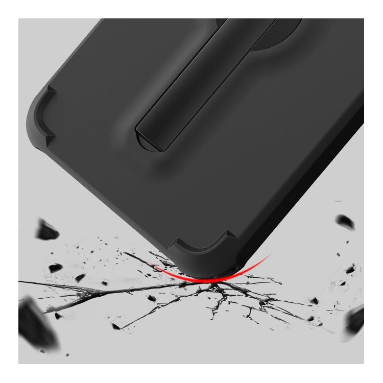 BOW Anti-fingerprint Matte Soft TPU Case with ABS Kickstand for iPhone 7 - Black-9