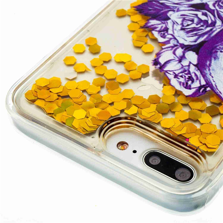 Fluid Flash Sequins Pattern Printing Soft TPU Cell Phone Case for iPhone 7 4.7 inch - Skull and Flowers-3