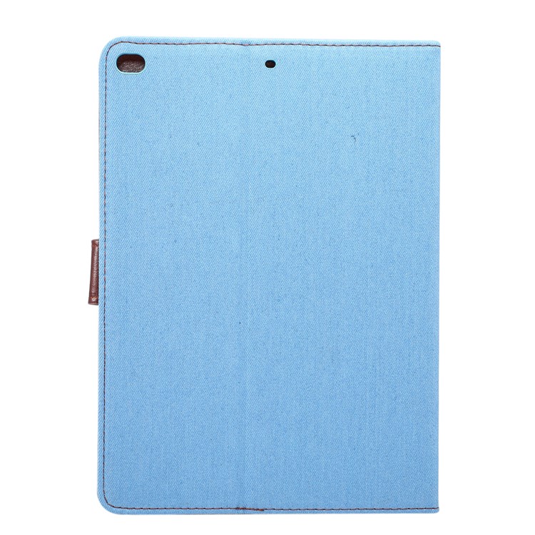 Jeans Cloth PU Leather Protection Wallet Stand Case for iPad 9.7 inch (2017) / iPad Air 2 /iPad Air - Baby Blue-3