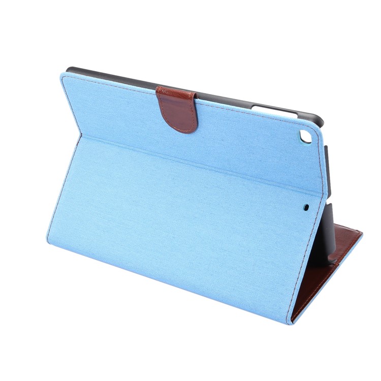 Jeans Cloth PU Leather Protection Wallet Stand Case for iPad 9.7 inch (2017) / iPad Air 2 /iPad Air - Baby Blue-4