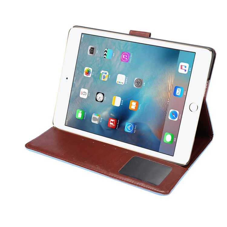 Jeans Cloth PU Leather Protection Wallet Stand Case for iPad 9.7 inch (2017) / iPad Air 2 /iPad Air - Baby Blue-5