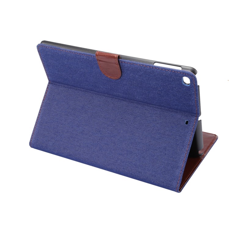 Copertura del basamento del supporto della carta di protezione dell'unità di elaborazione del panno del jeans per iPad 9.7 pollici(2017) / iPad arietta 2 /IPad Air - ermetico turchino-5