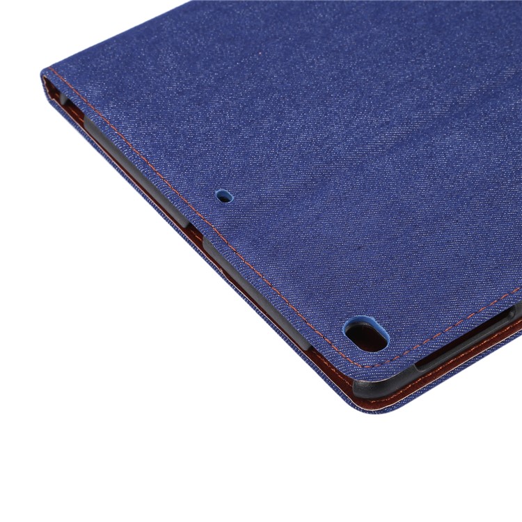Copertura del basamento del supporto della carta di protezione dell'unità di elaborazione del panno del jeans per iPad 9.7 pollici(2017) / iPad arietta 2 /IPad Air - ermetico turchino-7