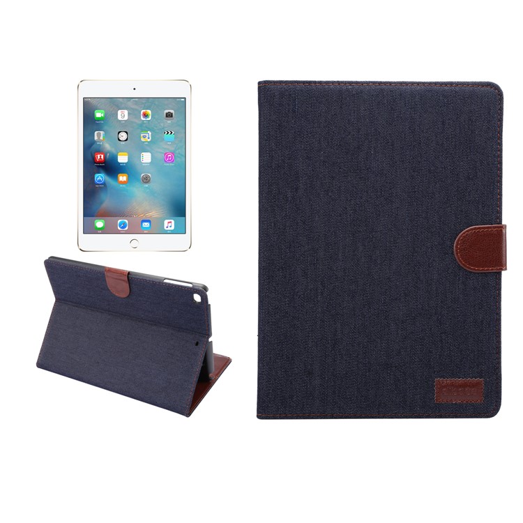 Jeans Tuch PU Leder Schutz Stand Shell mit Card Slots für iPad 9,7 Zoll (2017) / iPad Air 2 / iPad Air - Schwarz Blau-1