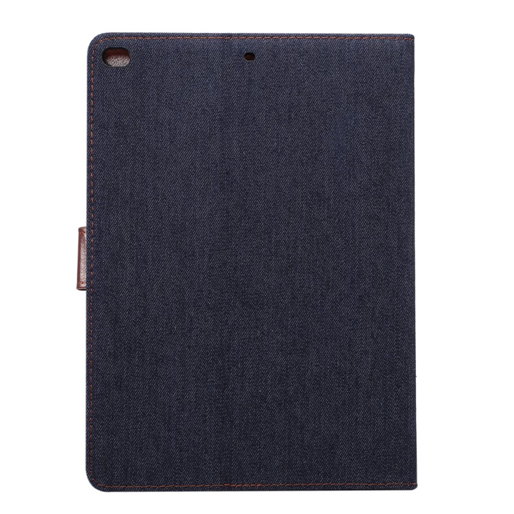 Jeans Cloth PU Leather Protection Stand Shell with Card Slots for iPad 9.7 inch (2017)  / iPad Air 2 /iPad Air - Black Blue-3