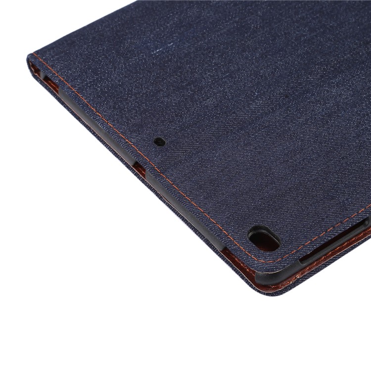 Jeans Tuch PU Leder Schutz Stand Shell mit Card Slots für iPad 9,7 Zoll (2017) / iPad Air 2 / iPad Air - Schwarz Blau-6