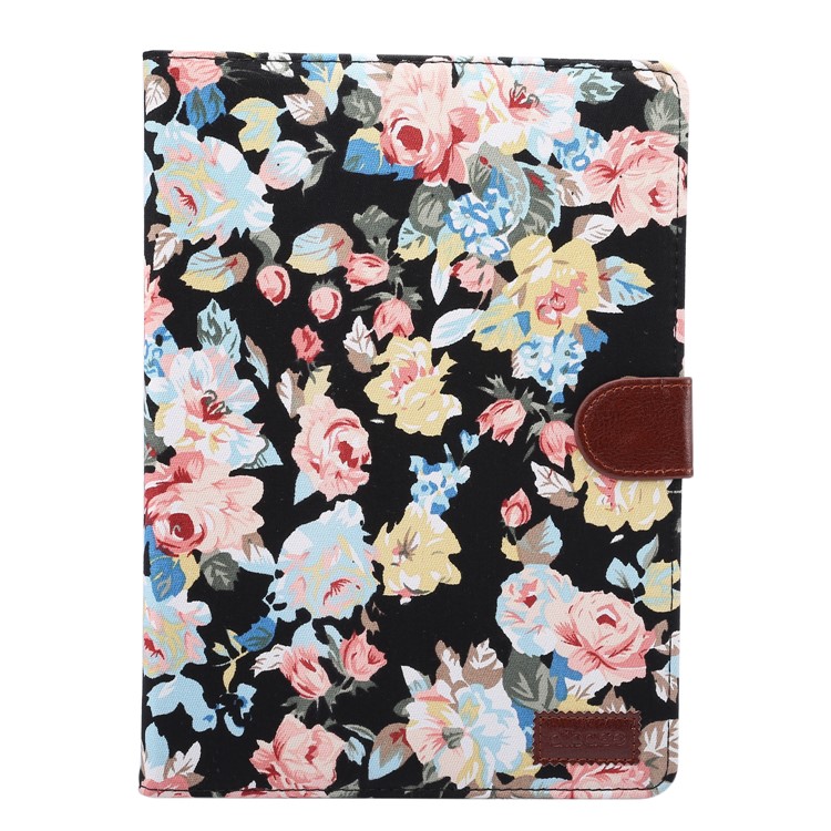 Flowers Cloth Skin Smart Leather Card Holder Wallet Case Cover for iPad Pro 9.7 inch / Air 2 / Air - Black Background-2