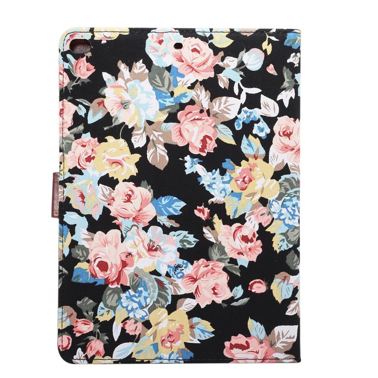 Flowers Cloth Skin Smart Leather Card Holder Wallet Case Cover for iPad Pro 9.7 inch / Air 2 / Air - Black Background-3