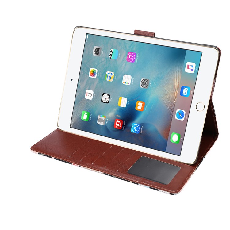 Flowers Cloth Skin Smart Leather Card Holder Wallet Case Cover for iPad Pro 9.7 inch / Air 2 / Air - Black Background-5