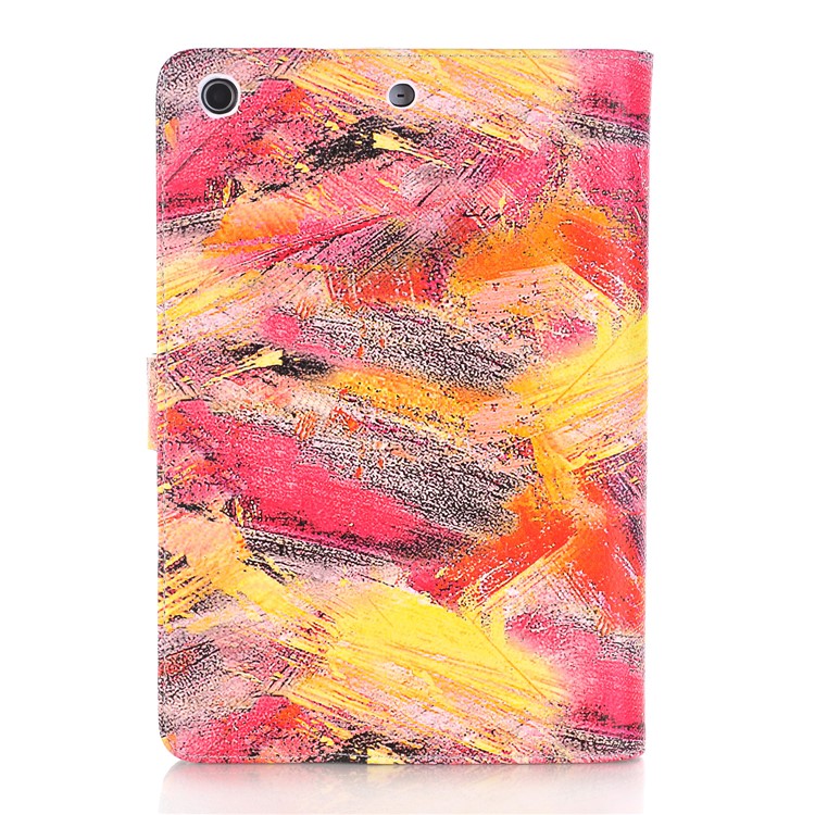 Colorful Graffiti Pattern Leather Card Slot Stand Case for iPad Mini 3 2 1 - Red Tone-2
