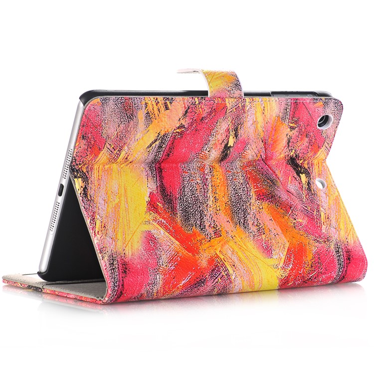 Colorful Graffiti Pattern Leather Card Slot Stand Case for iPad Mini 3 2 1 - Red Tone-3