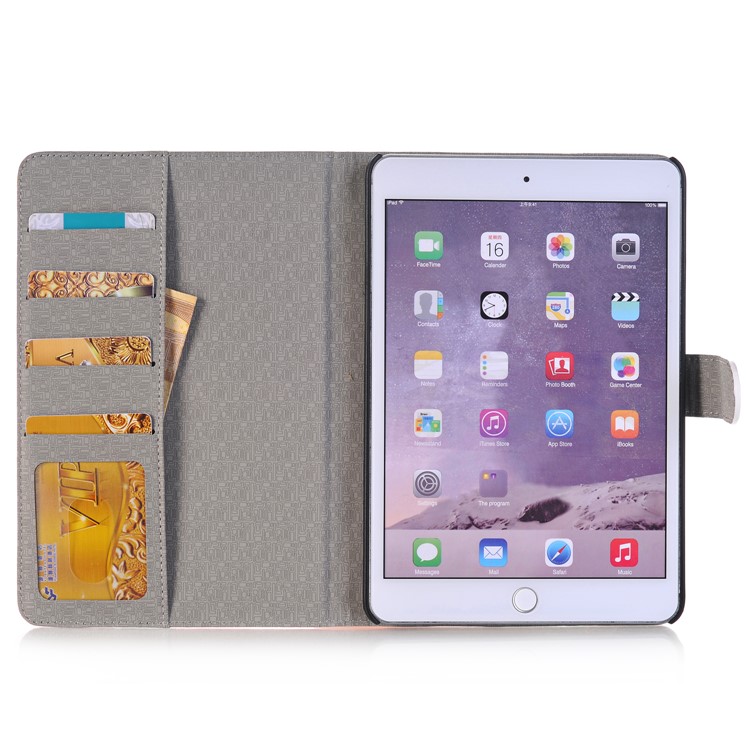 Colorful Graffiti Pattern Leather Card Slot Stand Case for iPad Mini 3 2 1 - Red Tone-5