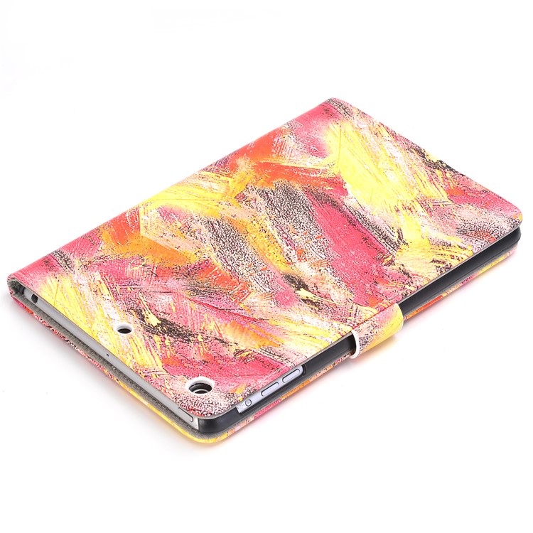 Colorful Graffiti Pattern Leather Card Slot Stand Case for iPad Mini 3 2 1 - Red Tone-6