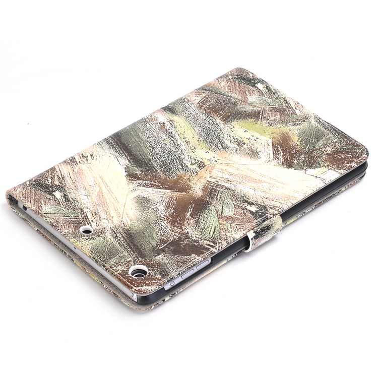 For iPad Mini 3 2 1 Mixed Graffiti Patterned Foldable Stand Leather Wallet Cover - Grey Tone-3