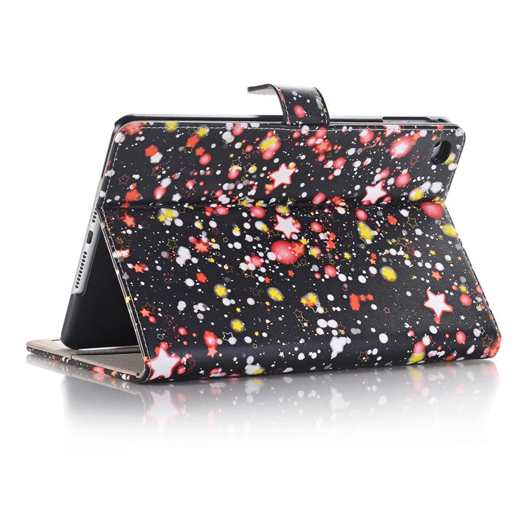 For iPad mini 4 Starry Sky Patterning Stand Leather Wallet Phone Case - Red-3