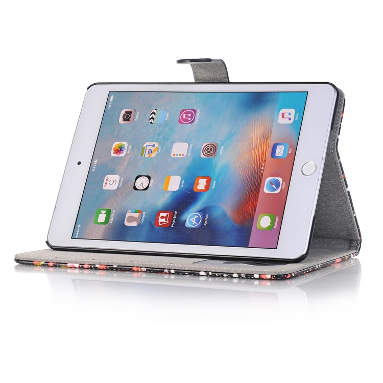 For iPad mini 4 Starry Sky Patterning Stand Leather Wallet Phone Case - Red-4