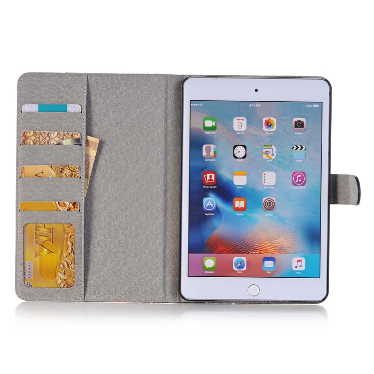 For iPad mini 4 Starry Sky Patterning Stand Leather Wallet Phone Case - Red-5