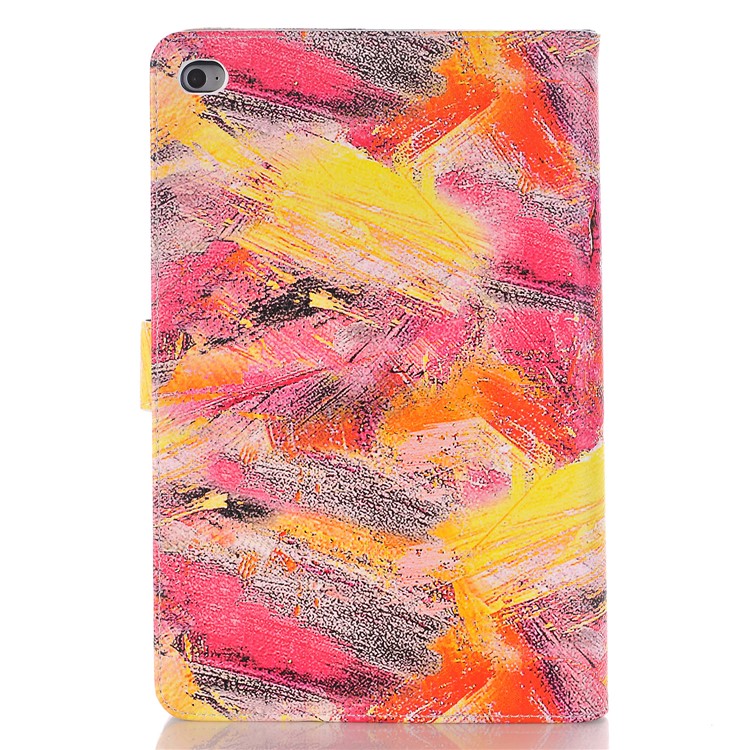 Graffiti Pattern Stand Leather Card Holder Flip Cover for iPad mini 4 - Red Tone-2