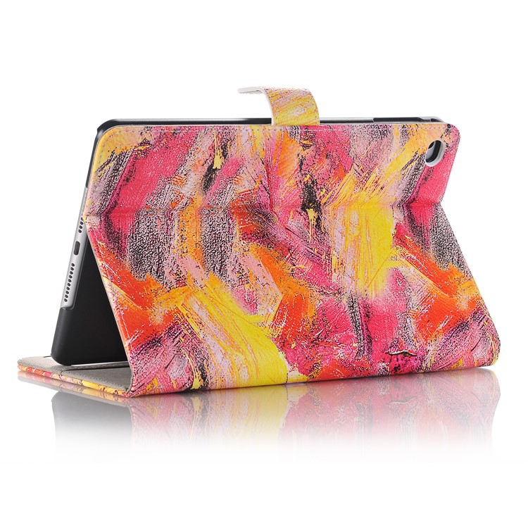 Graffiti Pattern Stand Leather Card Holder Flip Cover for iPad mini 4 - Red Tone-3