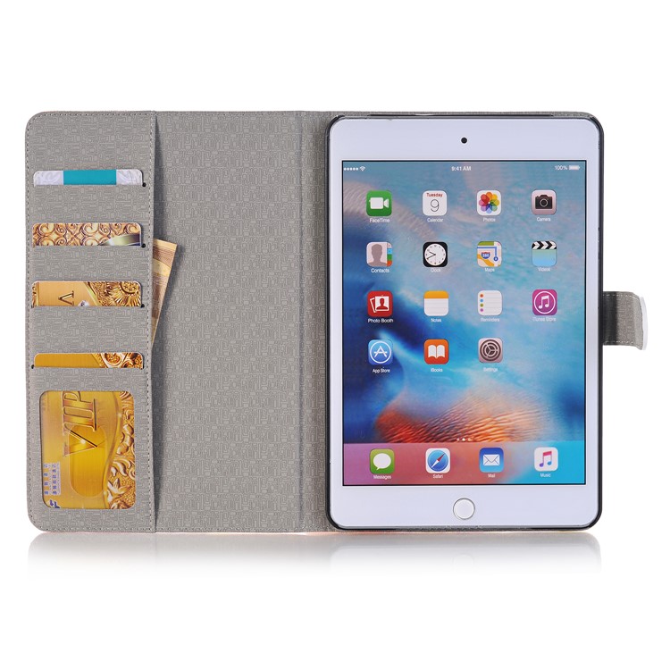 Graffiti Pattern Stand Leather Card Holder Flip Cover for iPad mini 4 - Red Tone-5