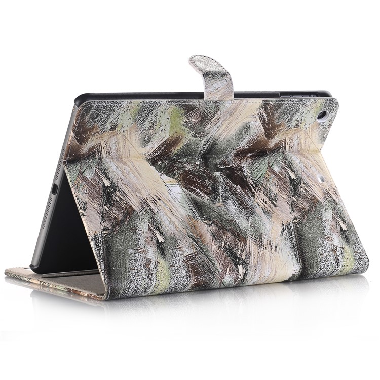 Multi-color Graffiti Pattern Auto Screen On/ Off Wallet Stand Leather Folio Case for iPad Air - Grey Tone-3
