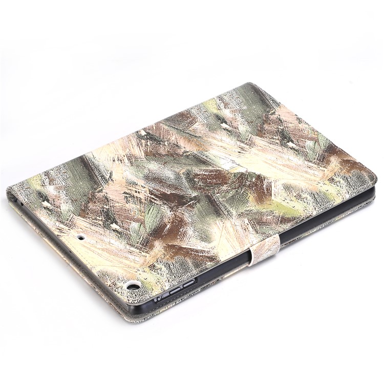 Multi-color Graffiti Pattern Auto Screen On/ Off Wallet Stand Leather Folio Case for iPad Air - Grey Tone-6