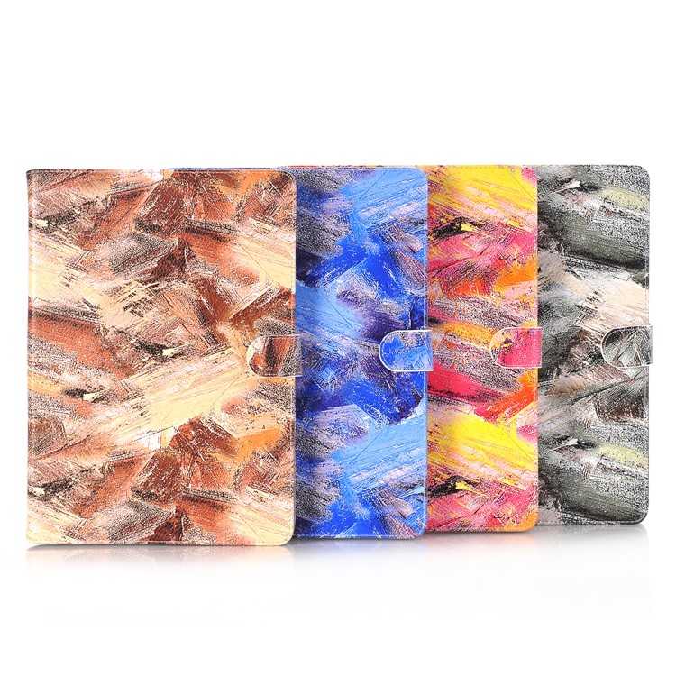 Multi-color Graffiti Pattern Auto Screen On/ Off Wallet Stand Leather Folio Case for iPad Air - Grey Tone-7