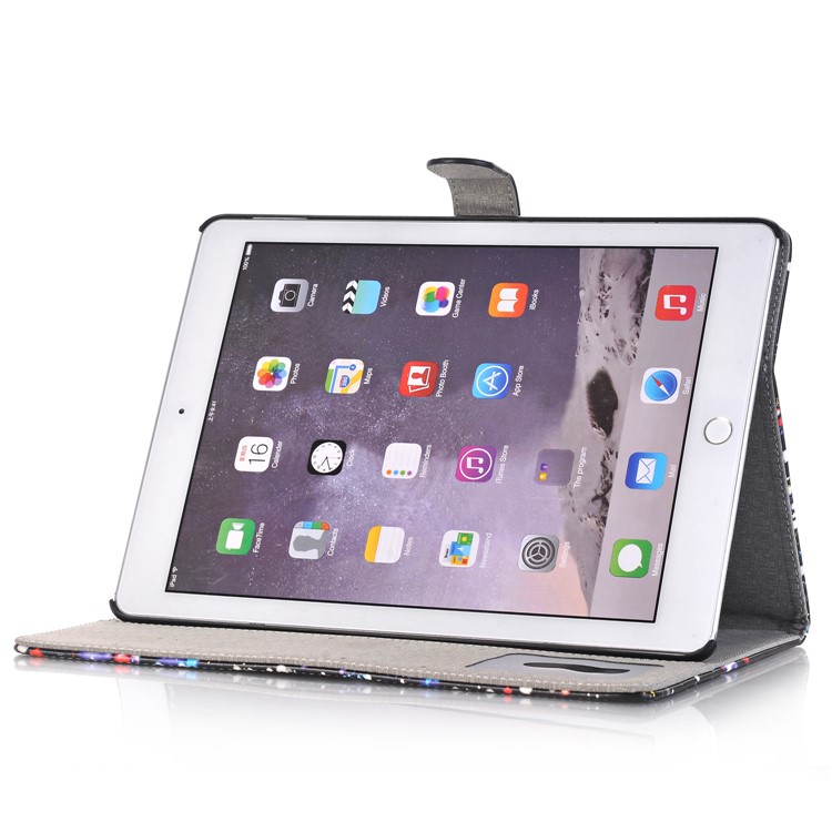 Starry Sky Pattern Wallet Stand Leather Smart Case Accessory for iPad Air 2 - Blue-4