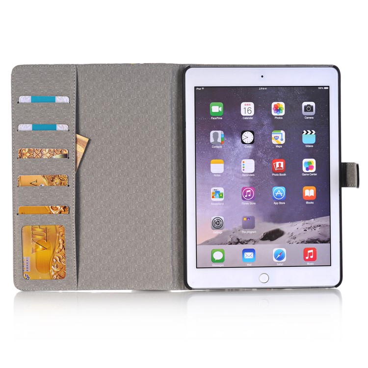 Starry Sky Pattern Wallet Stand Leather Smart Case Accessory for iPad Air 2 - Blue-6