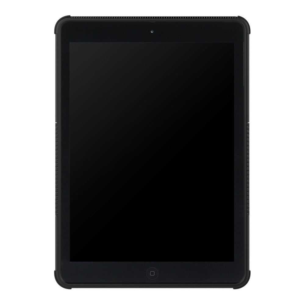 Для IPad 9,7 (2018) / 9.7 (2017) Шиноэтажный Шаблон Kickstand Hybrid PC + TPU Защитный Чехол - Чернить