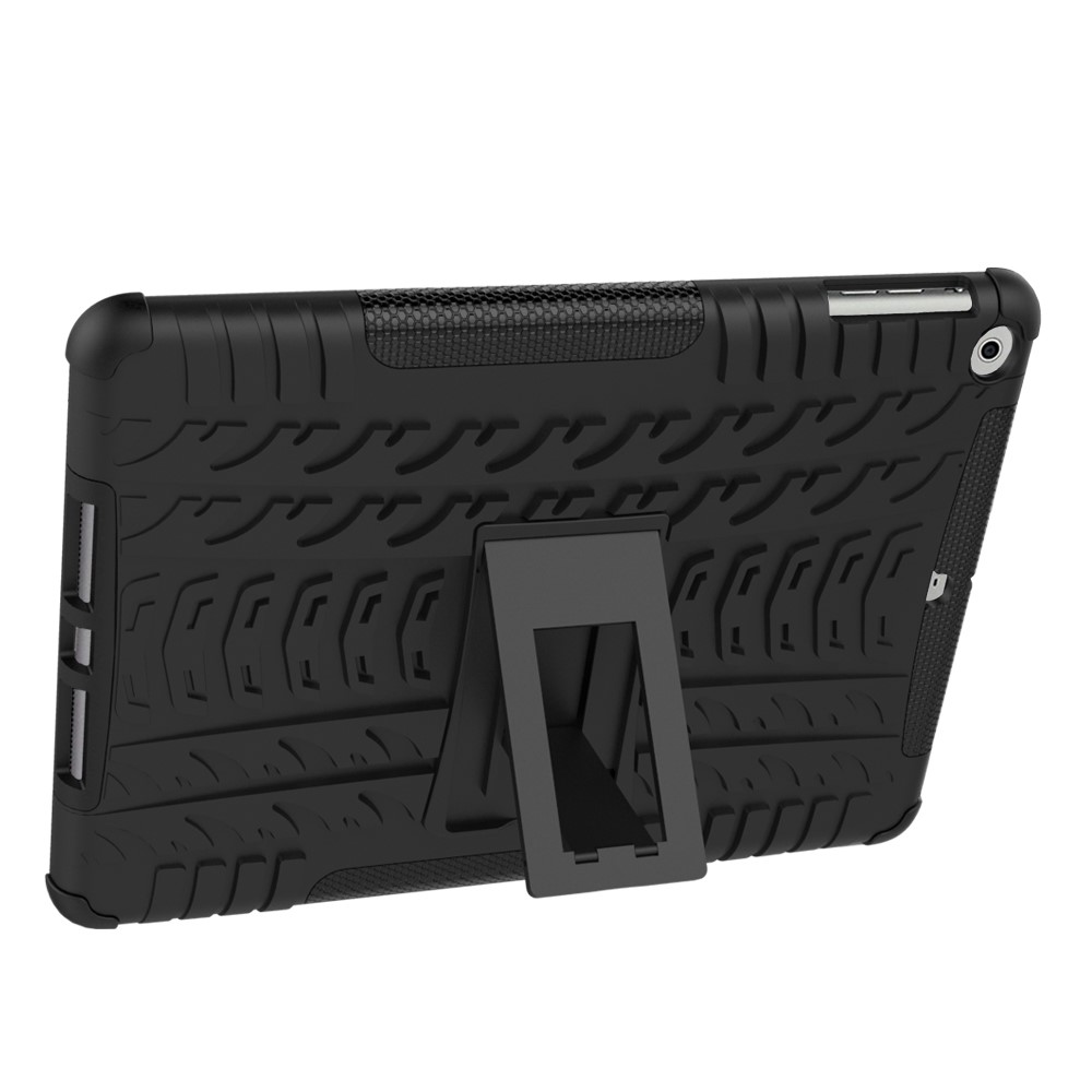 For iPad 9.7 (2017) Tyre Pattern Kickstand PC + TPU Hybrid Case - Black-3