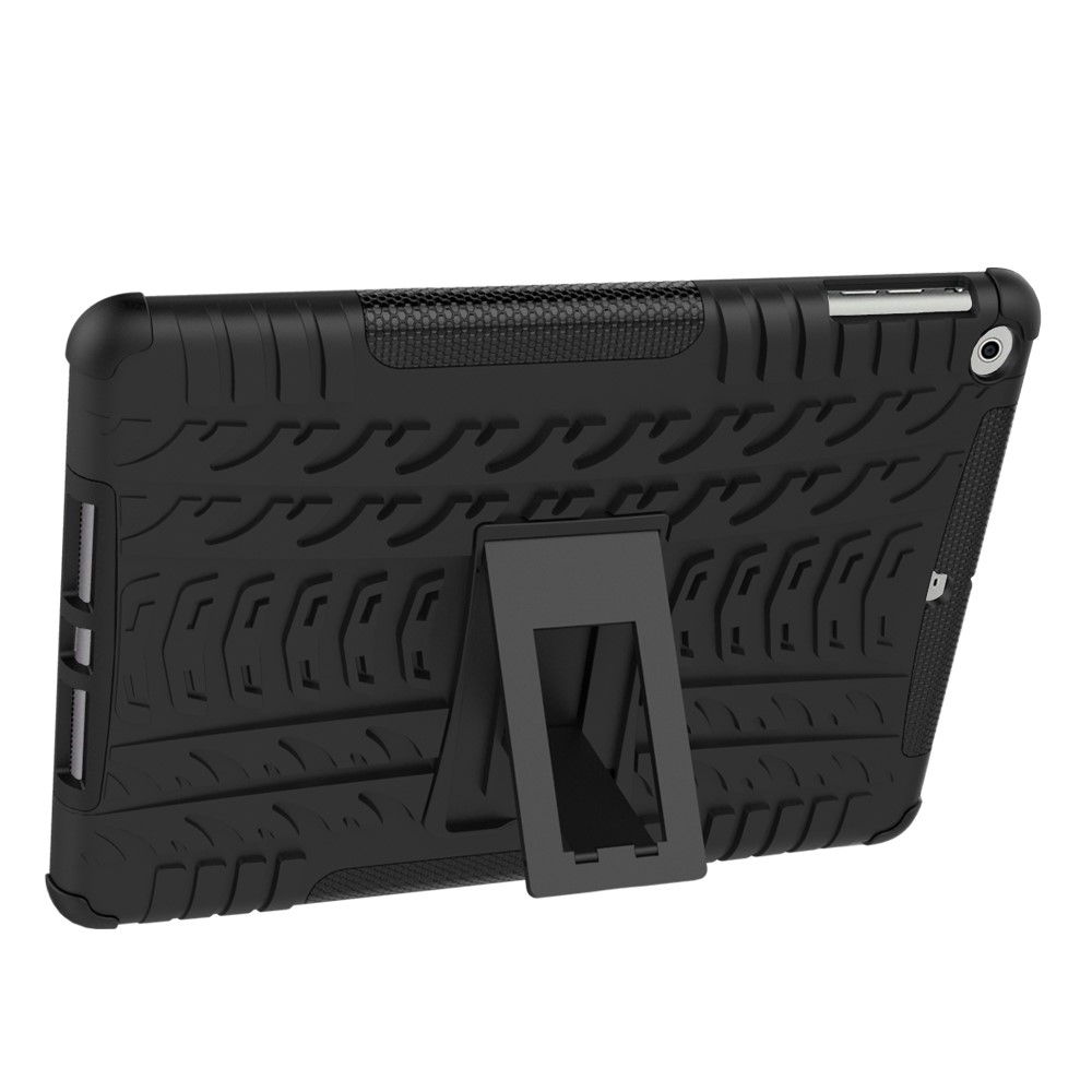 Para IPad 9.7 (2018) / 9.7 (2017) Patrón De Neumático Patiness Stand PC HYBRID PC + Funda Protectora TPU - Negro