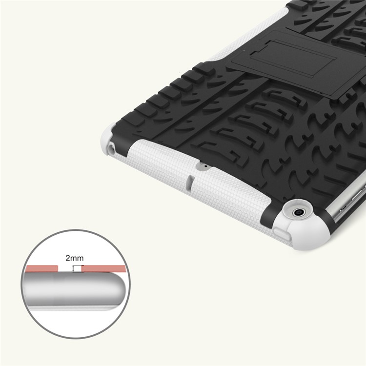 2-in-1 Tyre Pattern Kickstand PC + TPU Hybrid Cover for iPad 9.7 (2018) / 9.7 (2017) - White-2